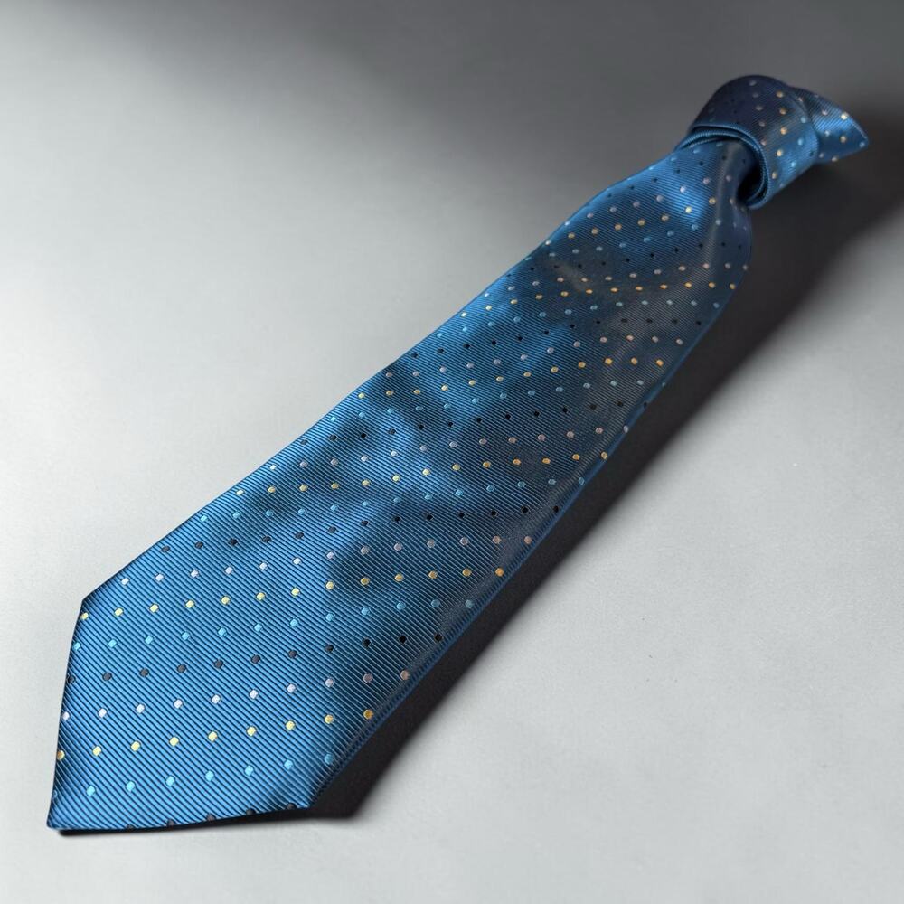 Vesuvio Napoli Tie Mens The Obsessed Blue Polka Dot 100% Silk 58”